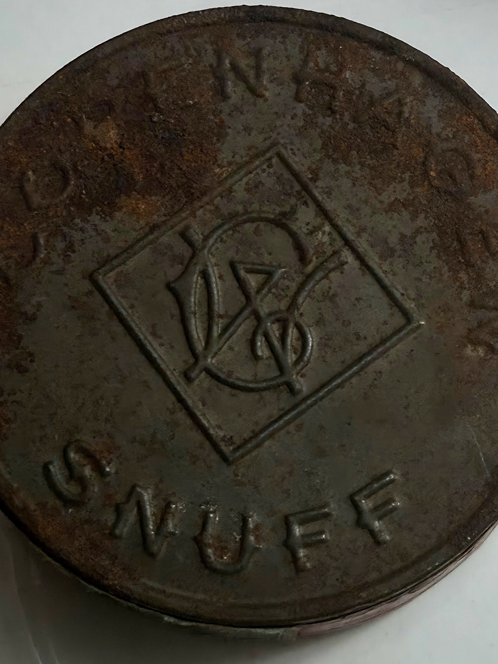 Vintage Copenhagen Snuff Cardboard Can Tin Embossed Lid US Tax Stamp